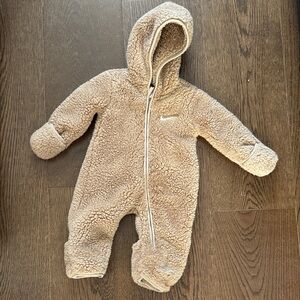 Nike Baby Sherpa Hooded One-Piece in Tan